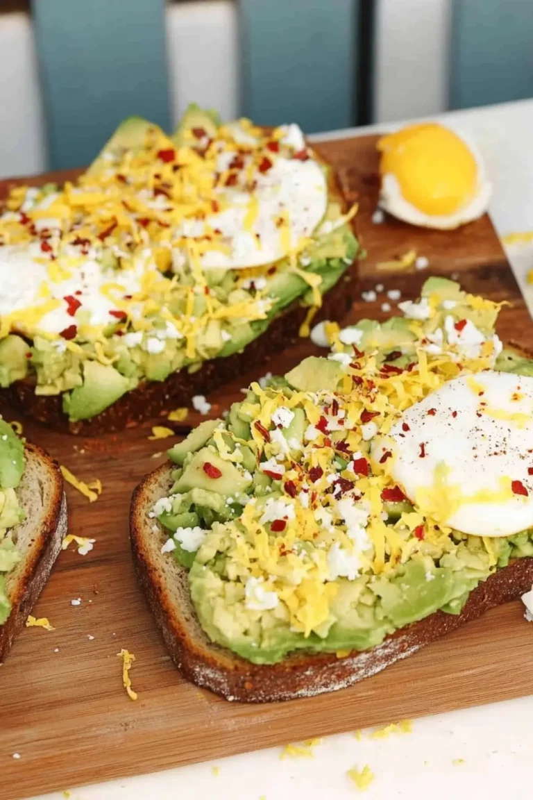 Delicious Avocado Toast with Egg on sourdough bread, a healthy breakfast recipe.