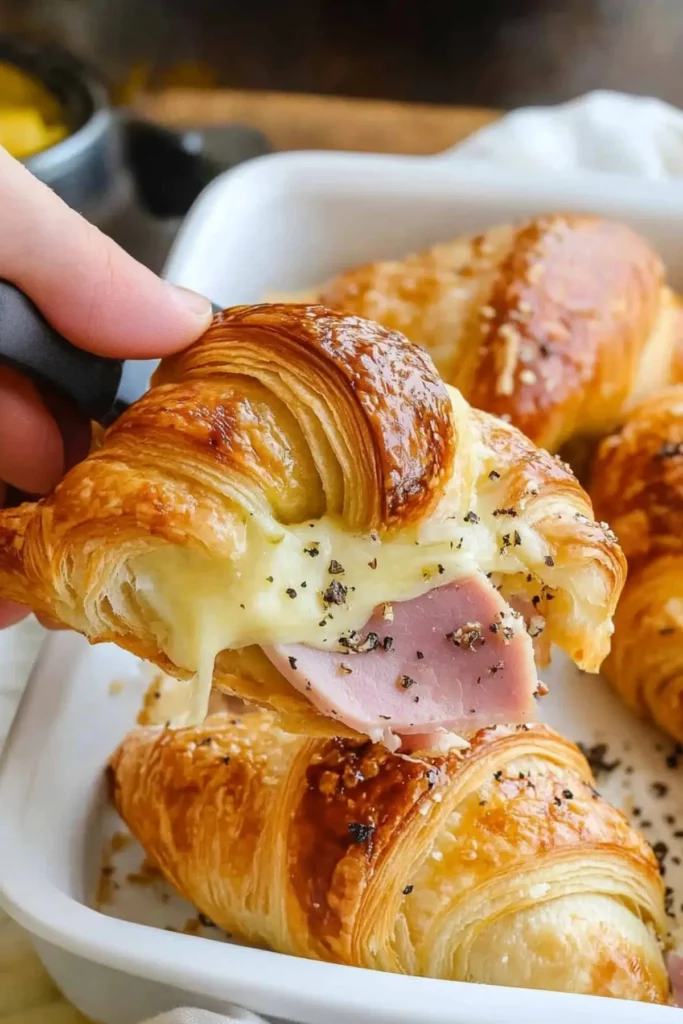 Baked Ham and Cheese Croissants
