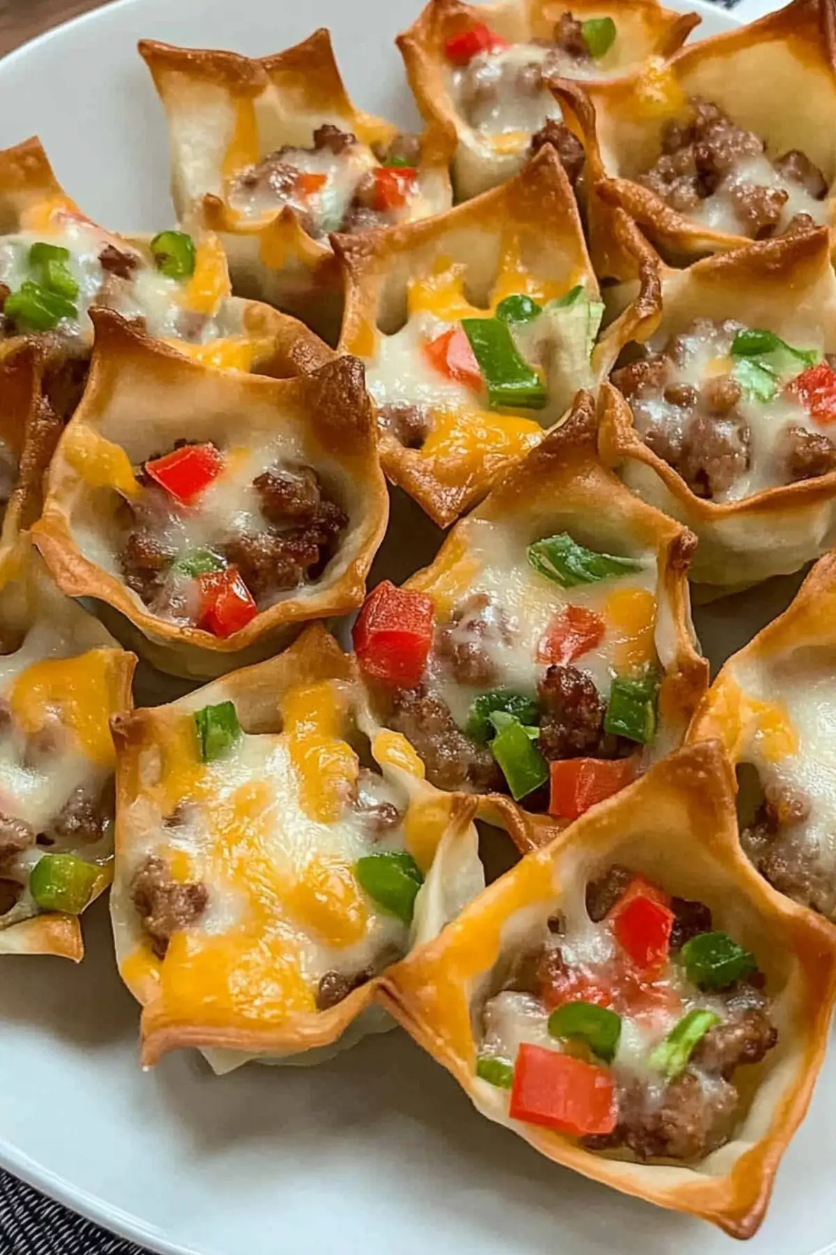 Cheesy Sausage Wonton Cups