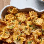crispy air fryer pasta chips with parmesan and seasonings