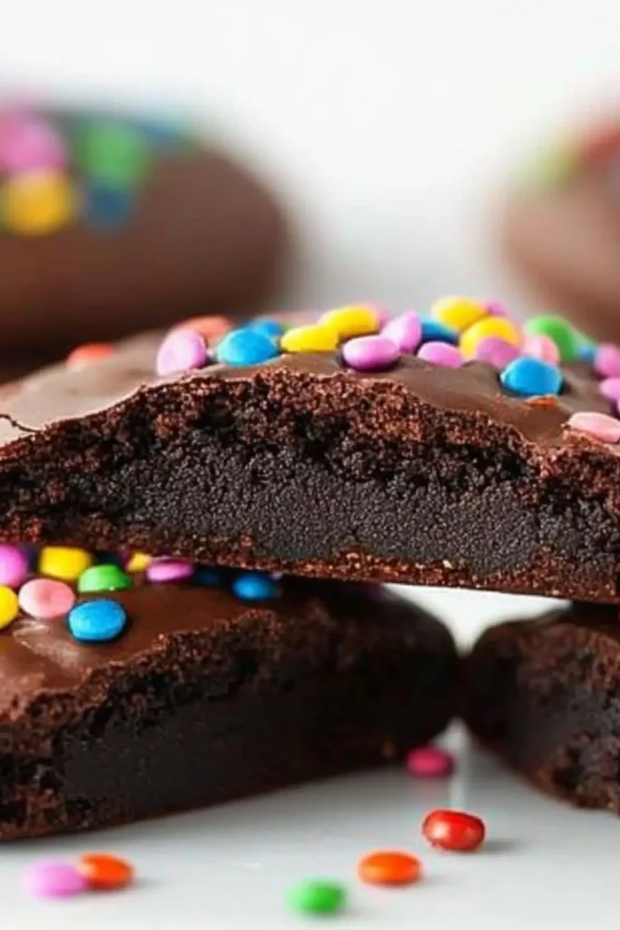 Cosmic Brownie Cookies on a plate with colorful sprinkles