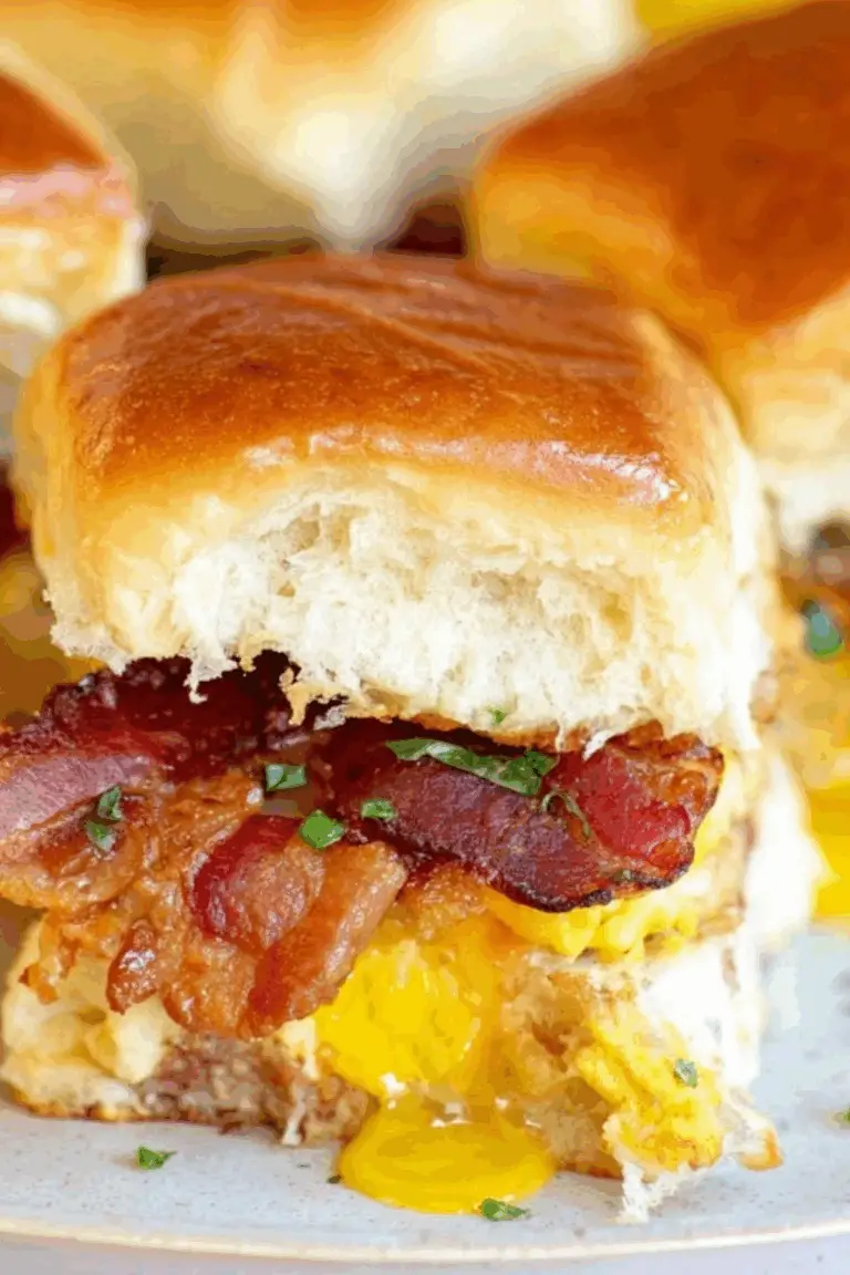 Crack Breakfast Sliders with cheddar, bacon, and scrambled eggs