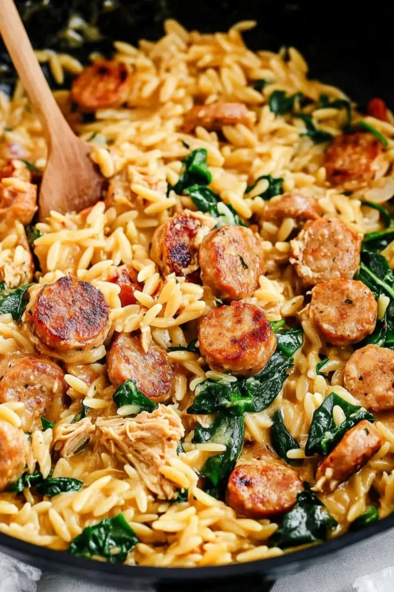 Creamy Chicken Sausage Orzo Skillet