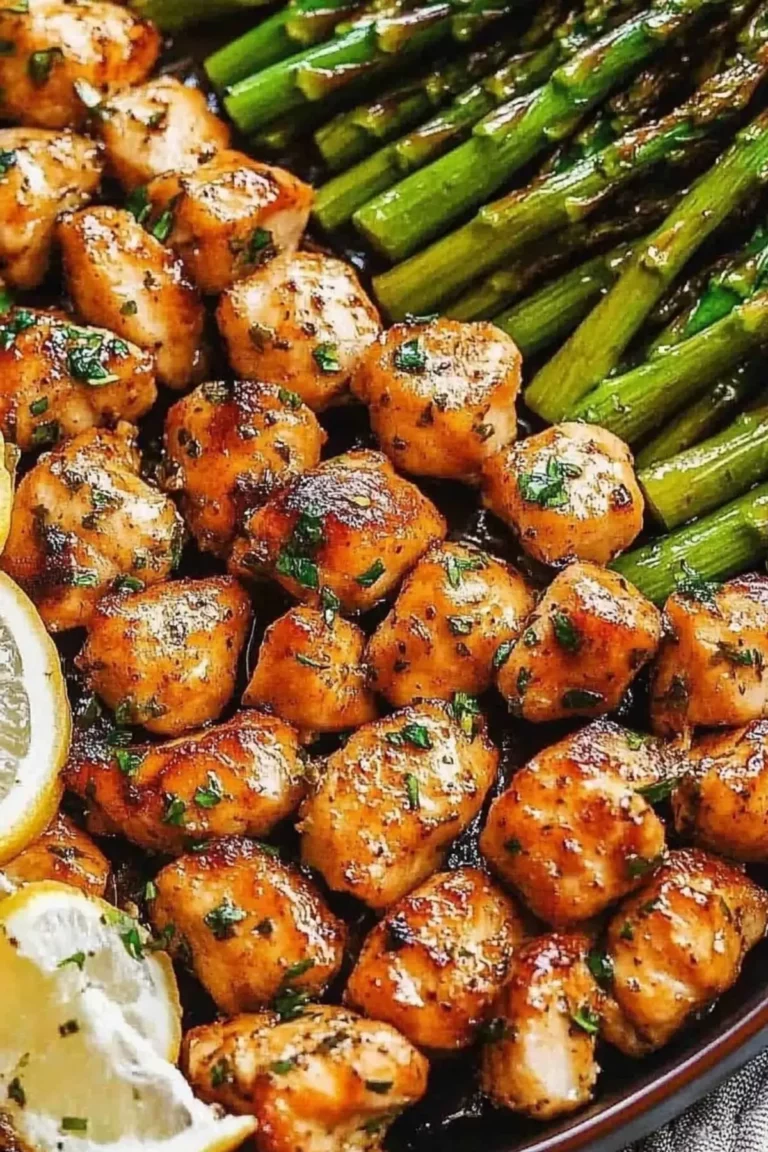 Garlic Butter Chicken Bites with Asparagus