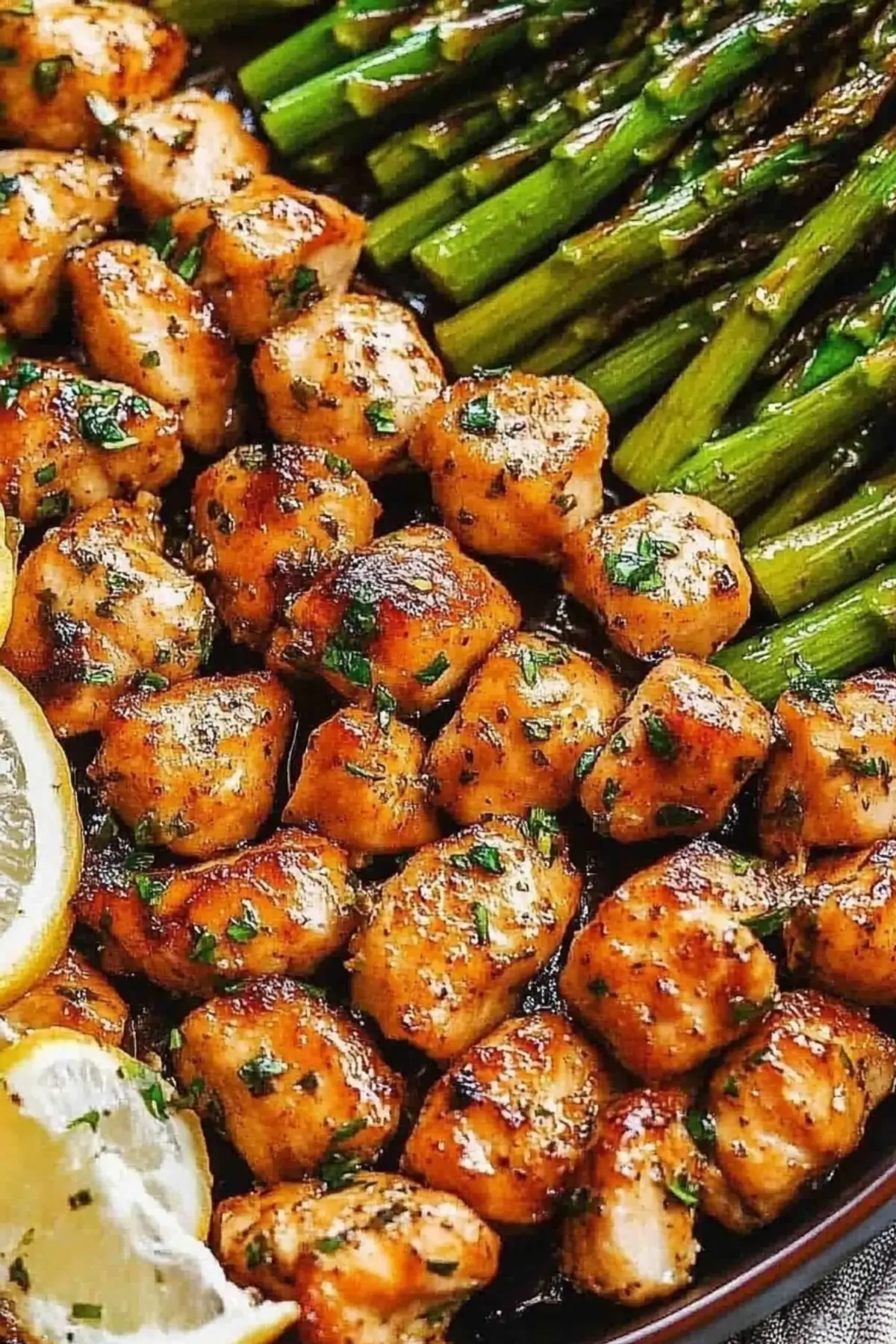 Garlic Butter Chicken Bites with Asparagus