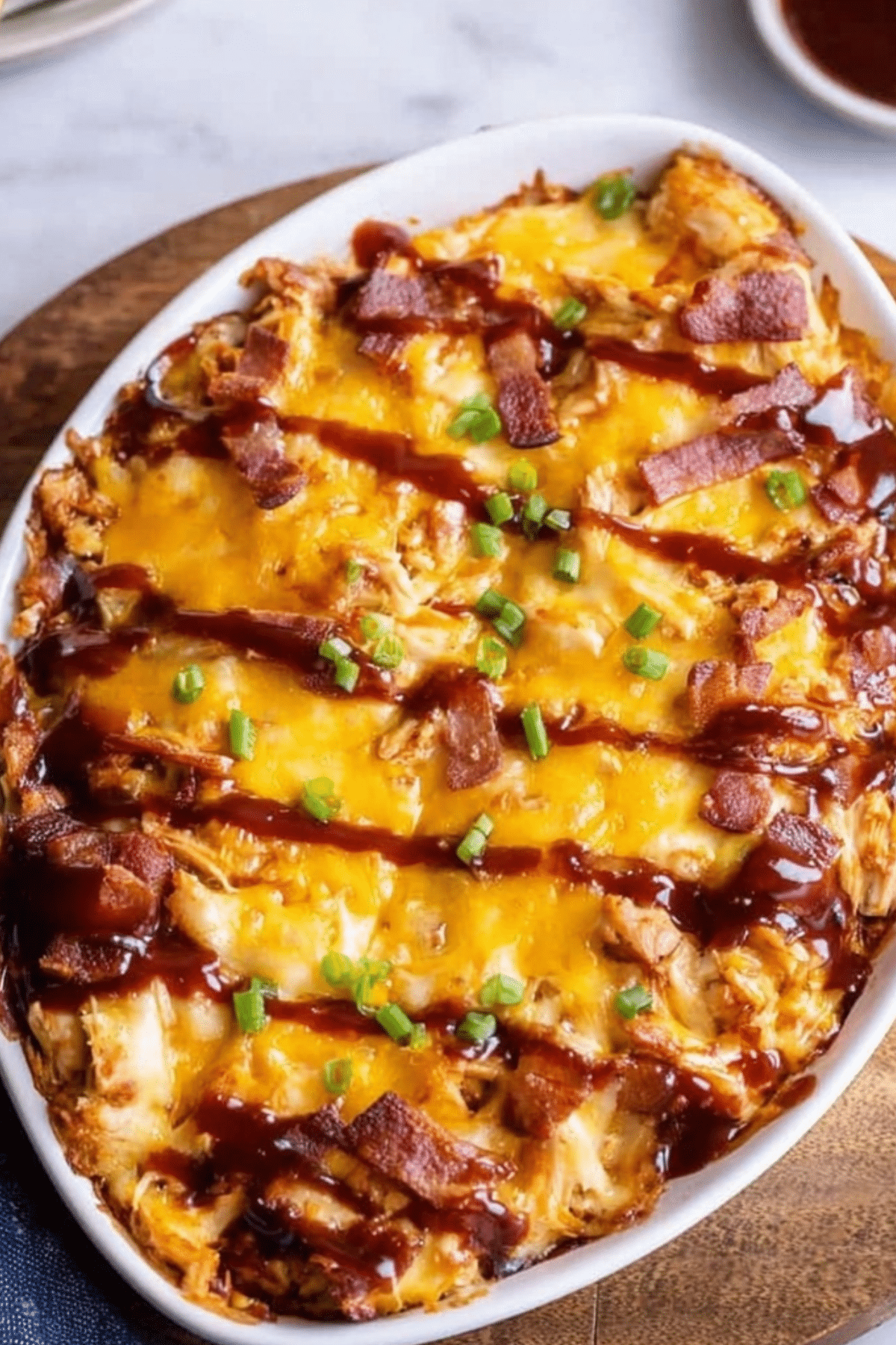 keto bbq chicken casserole with cheese and bacon