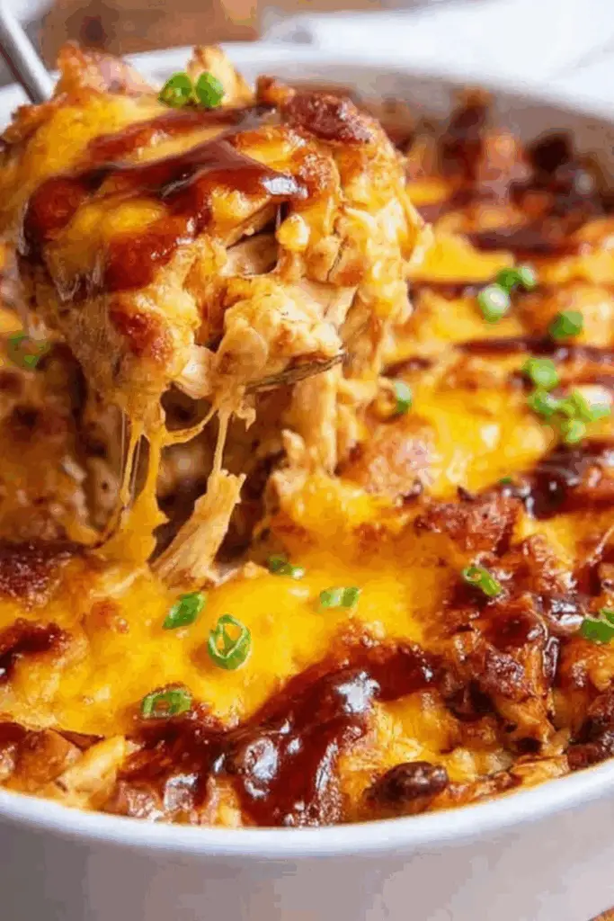 keto bbq chicken casserole with cheese and bacon