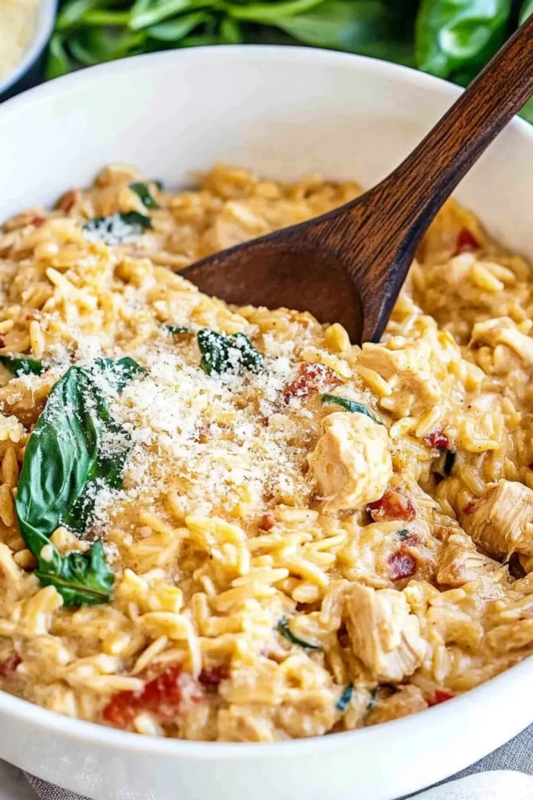 Slow Cooker Creamy Tuscan Chicken Orzo