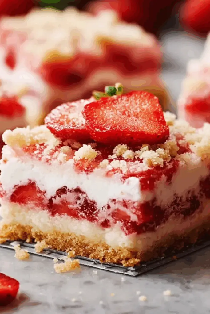 Strawberry Shortcake Bars dessert recipe with fresh strawberries