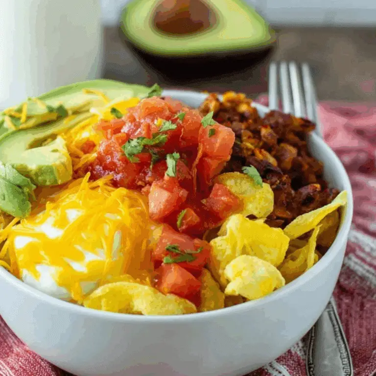 Breakfast Burrito Bowl recipe with eggs, salsa, and avocado
