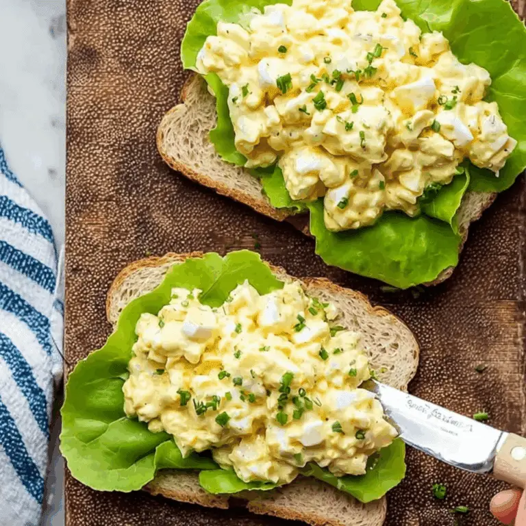 Egg salad sandwich served on toasted bread with fresh lettuce