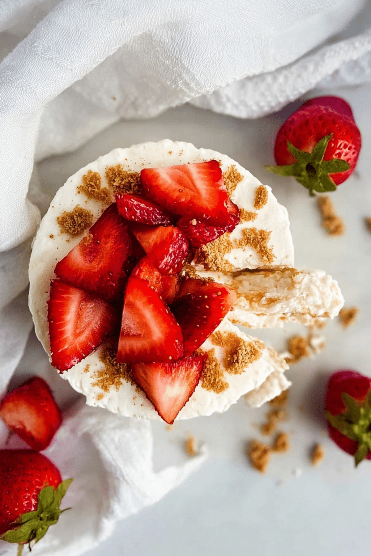Greek Yogurt Rice Cake topped with strawberries and honey