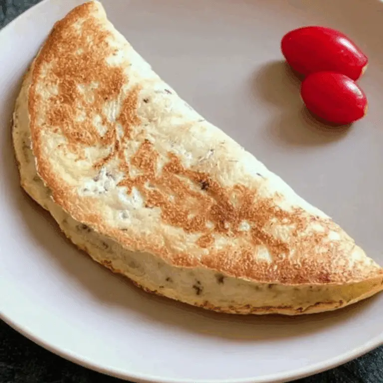 banana omelette for breakfast served on a plate