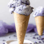 Lavender Earl Grey Ice Cream served in a bowl with swirls