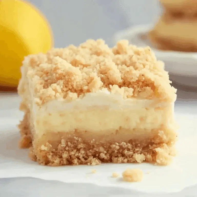 Lemon Cheesecake Crumb Bars with a creamy filling and oat crumble topping