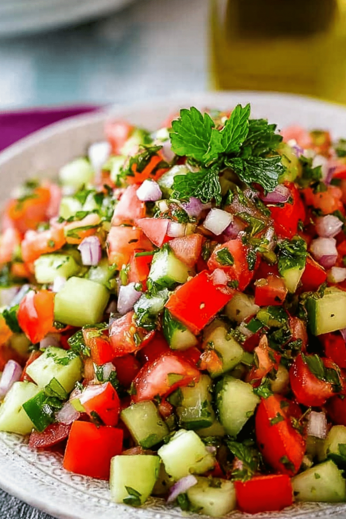 Shirazi Salad – Persian cucumber tomato salad with herbs