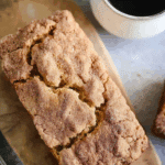 Moist homemade snickerdoodle zucchini bread with cinnamon sugar topping