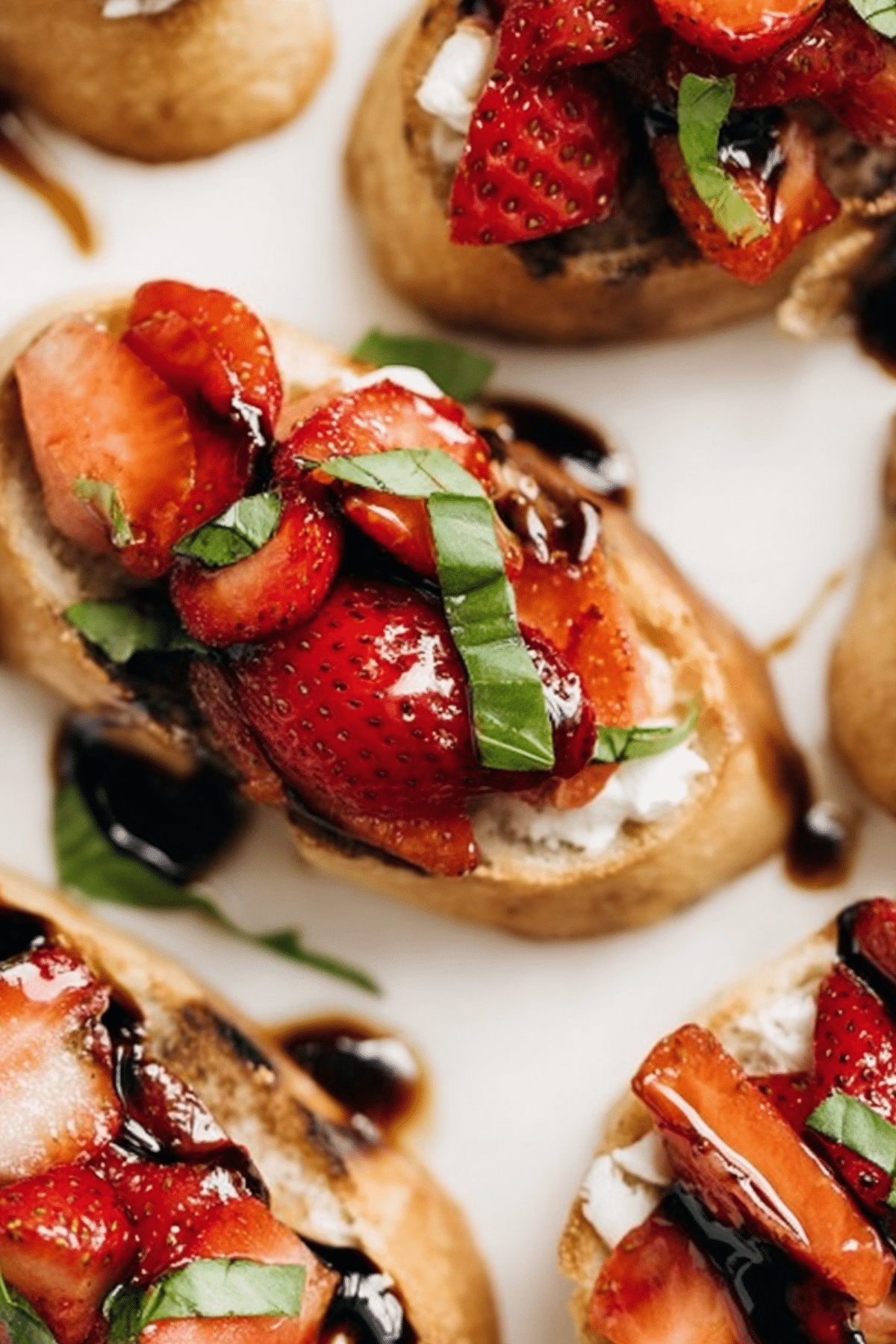 strawberry bruschetta with ricotta and balsamic glaze