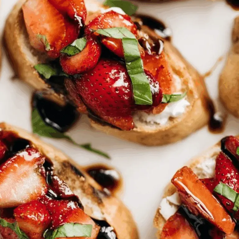 strawberry bruschetta with ricotta and balsamic glaze
