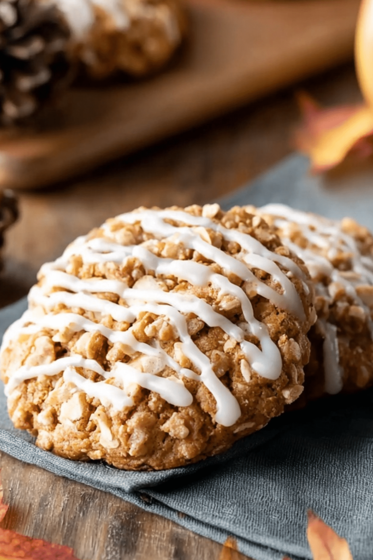 Apple Crisp Cookies with caramelized apples and oats