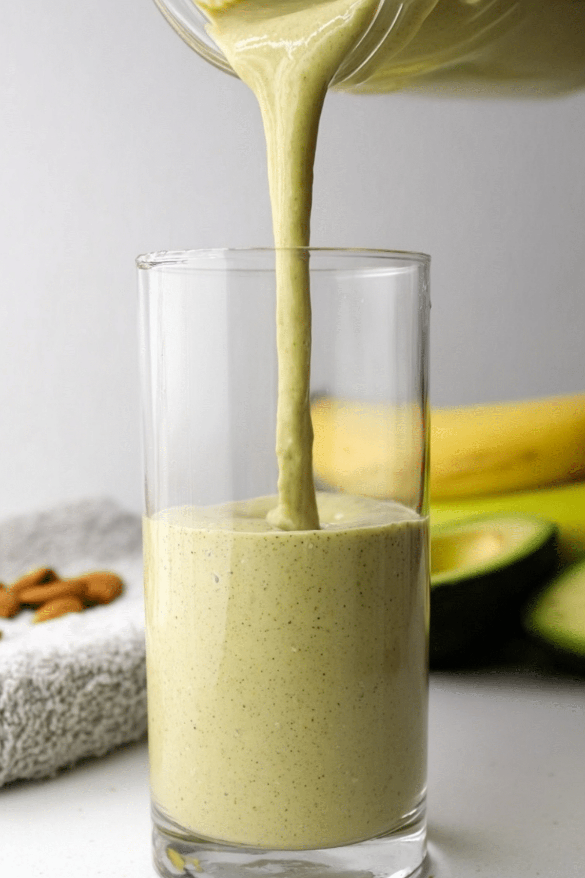 Banana Avocado Almond Milk Smoothie in a glass