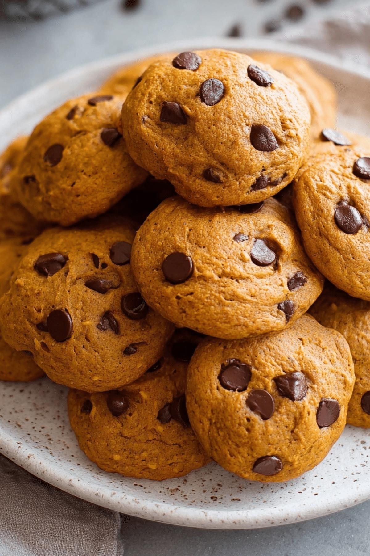 Pumpkin Chocolate Chip Cookies freshly baked and ready to enjoy