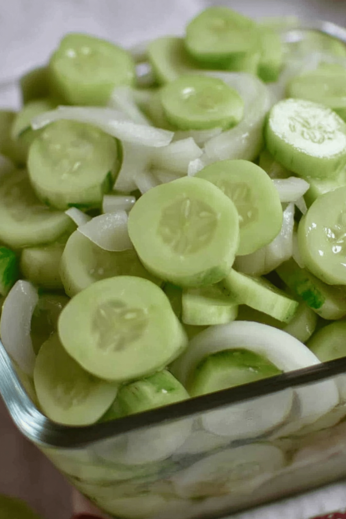 Cucumber and Onions in Vinegar salad for summer BBQ