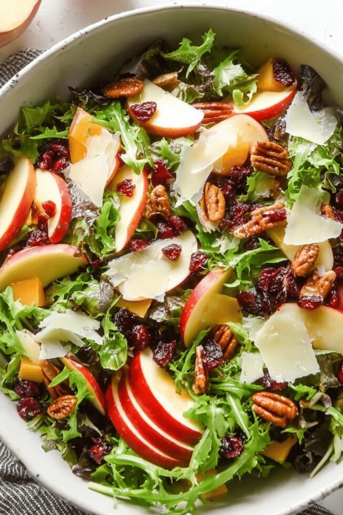 Apple Salad with Cheddar, Candied Pecans, and Maple Balsamic Vinaigrette