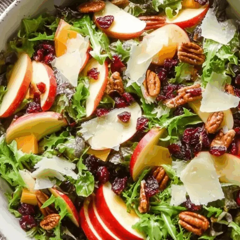 Apple Salad with Cheddar, Candied Pecans, and Maple Balsamic Vinaigrette