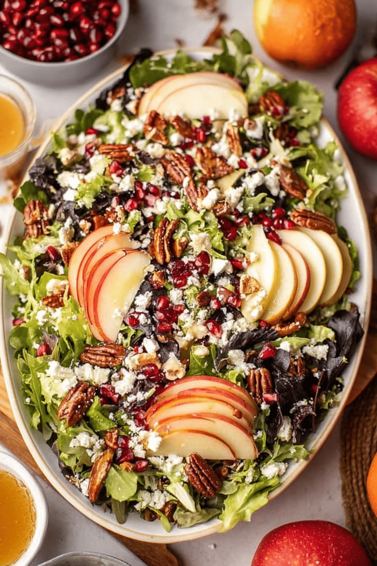 Fall Harvest Salad with Apple Cider Vinaigrette in a serving bowl