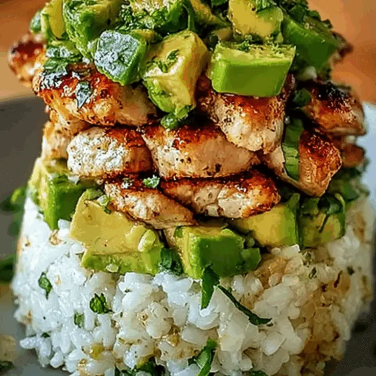 Honey Lime Chicken & Avocado Rice Stack – A vibrant summer dish