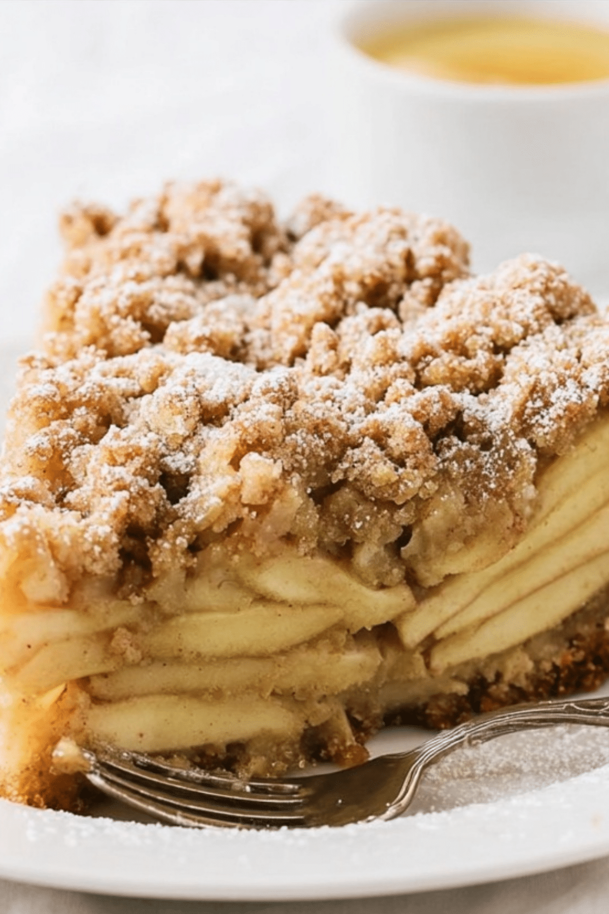 Honeycrisp Apple Cake with cardamom and crumble topping