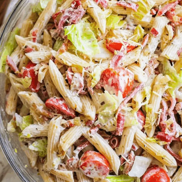 Italian Grinder Pasta Salad with creamy dressing and fresh ingredients