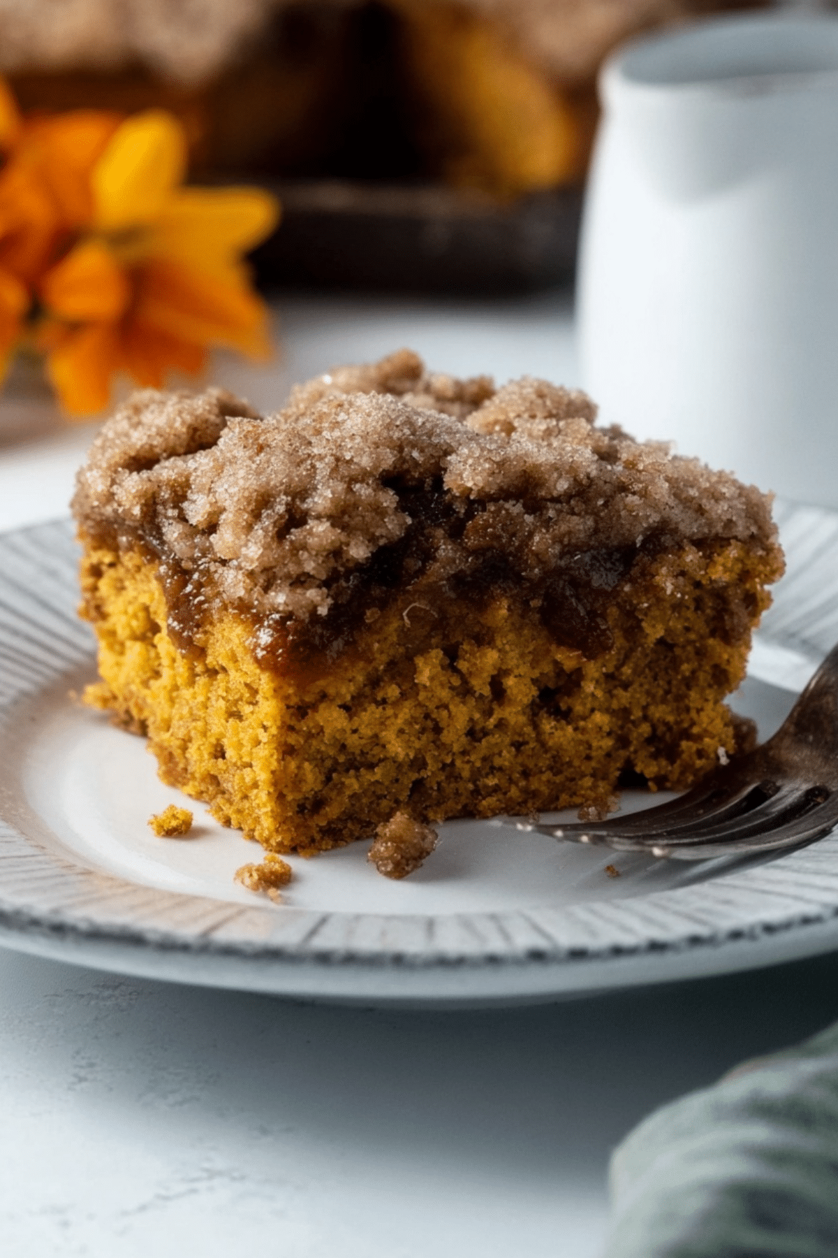 Pumpkin Coffee Cake with cinnamon streusel topping
