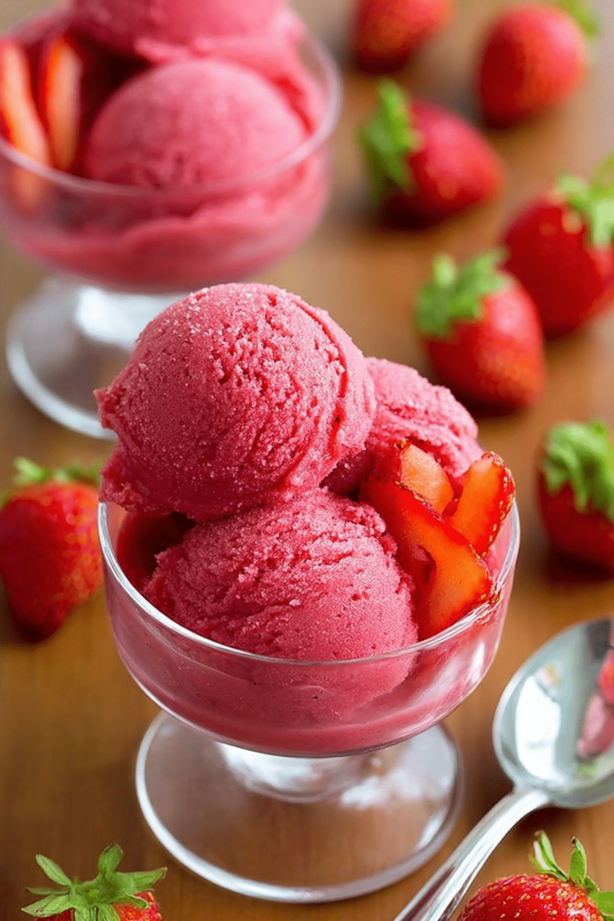 Strawberry sorbet recipe with fresh strawberries
