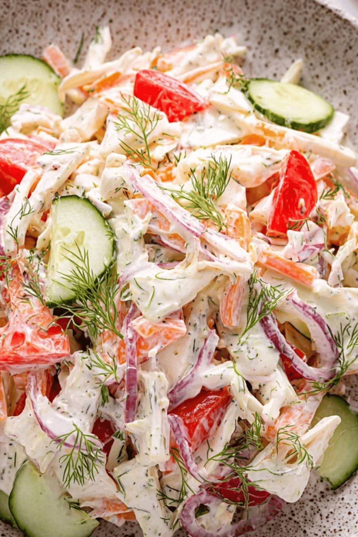 Surimi Salad with imitation crab and fresh vegetables