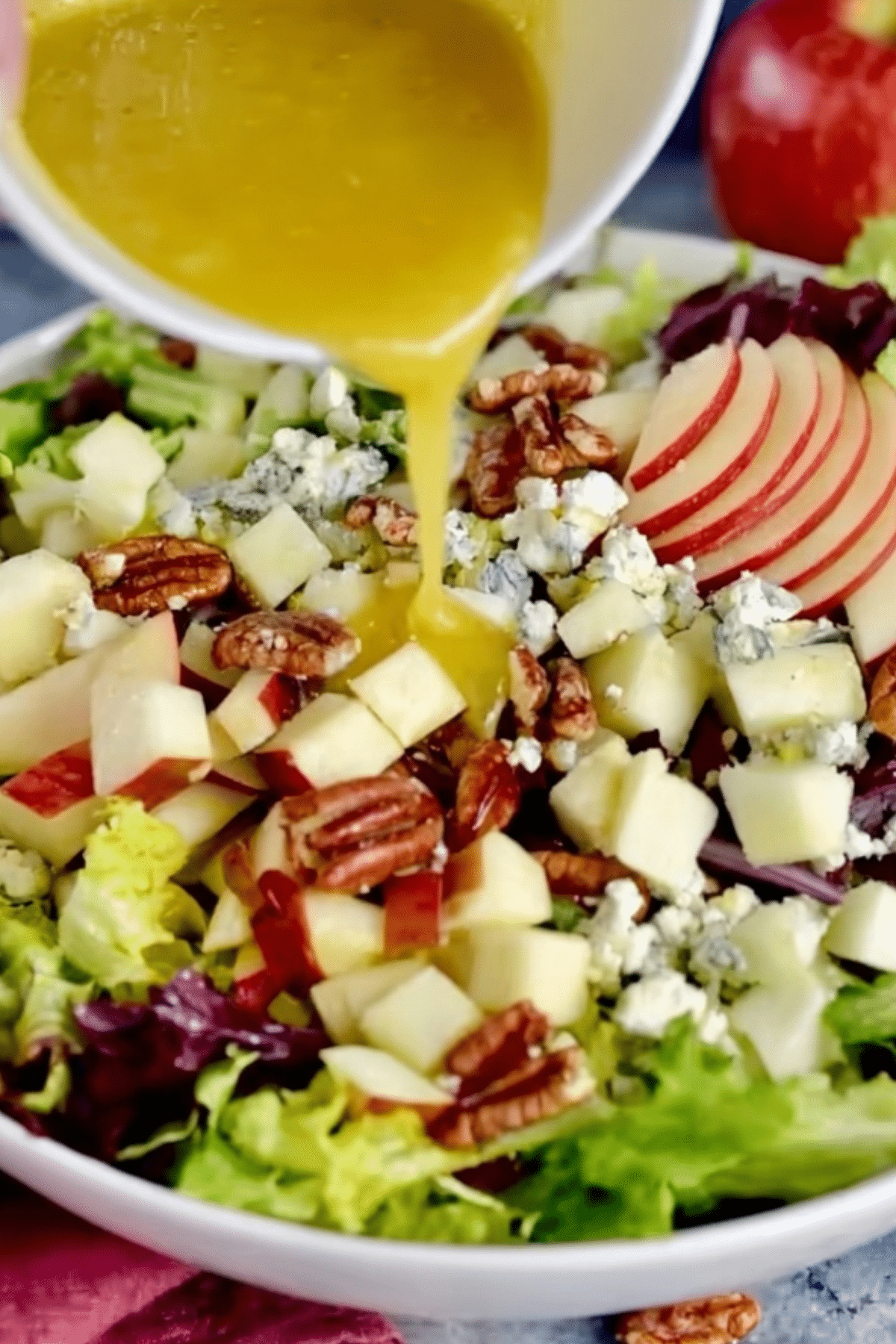 Apple Pecan Fall Salad with honey mustard dressing