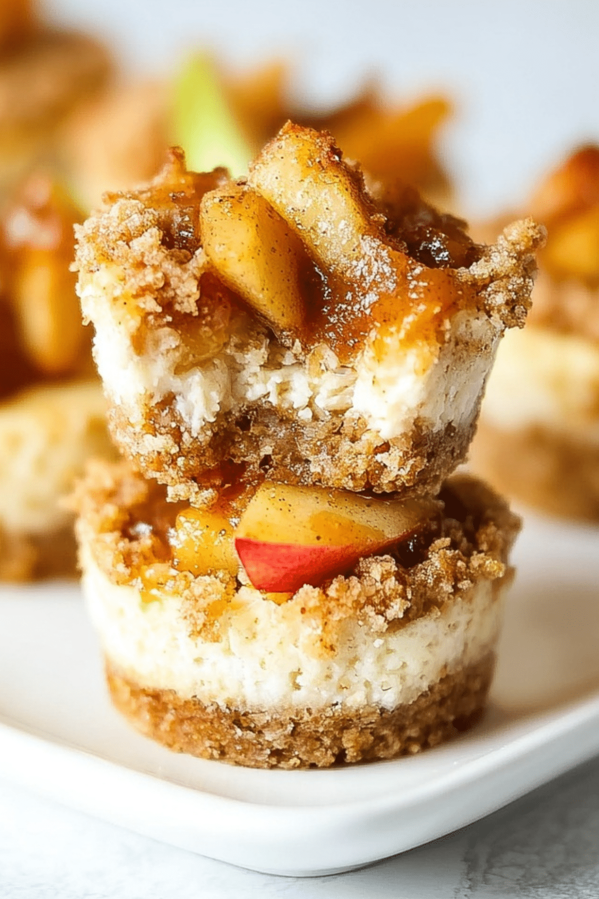Apple Pie Cheesecake Bites with cinnamon apple topping