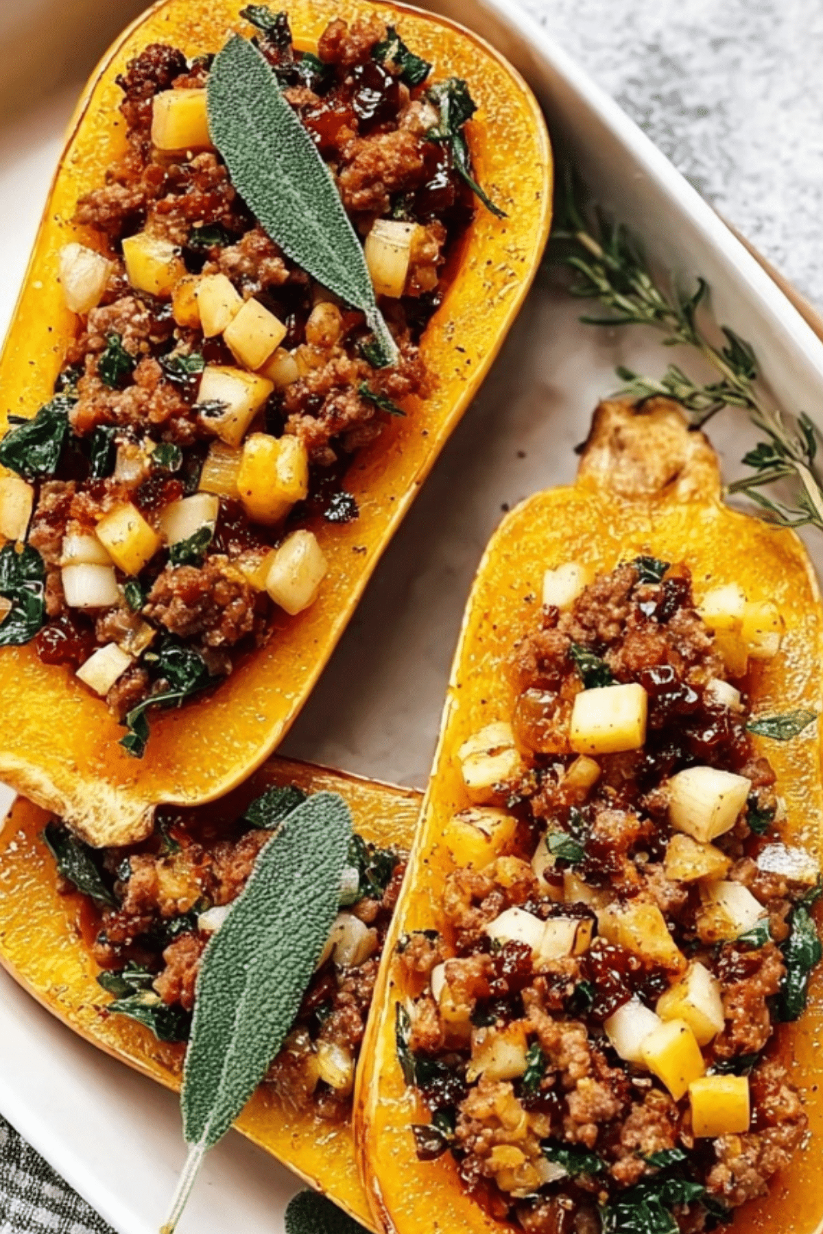 apple sausage stuffed butternut squash recipe