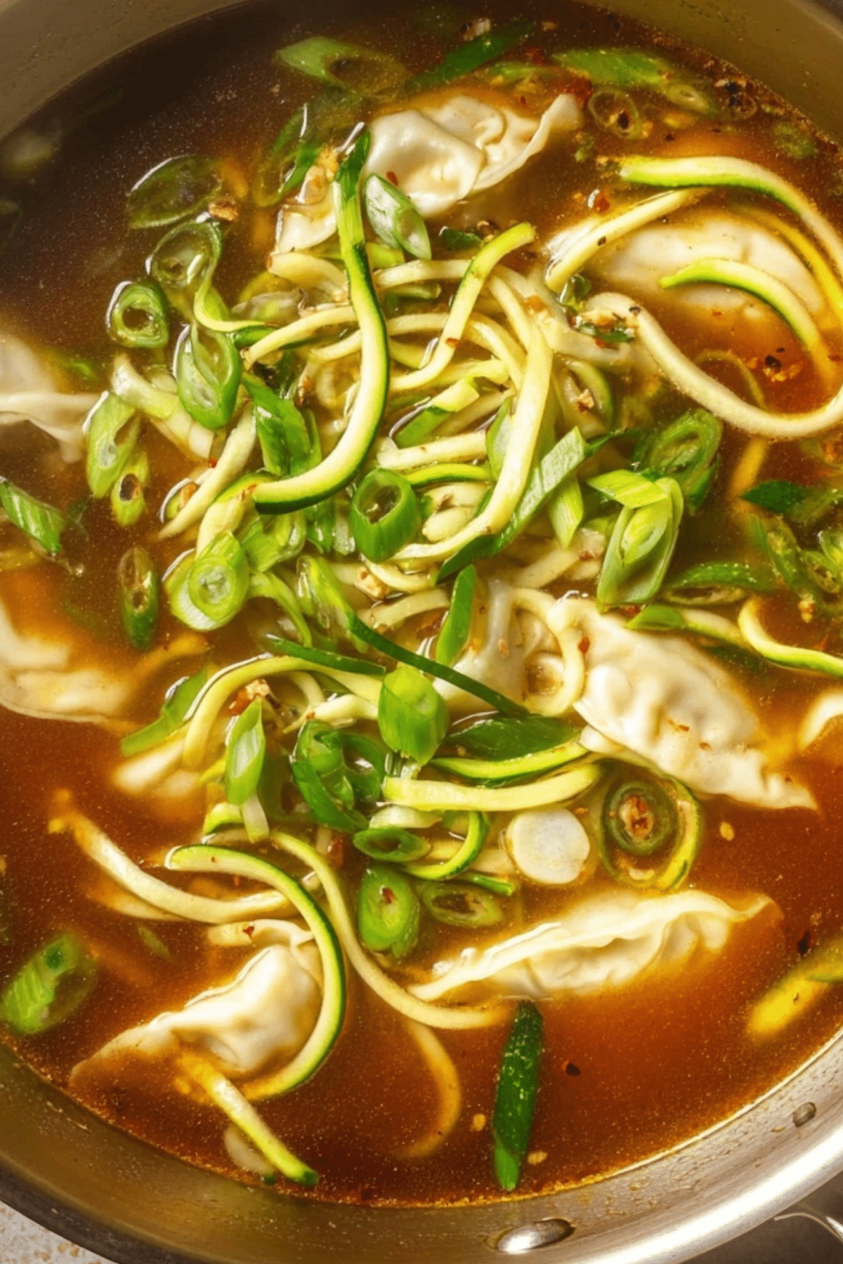 Gyoza Soup with vegetables in a light Japanese broth
