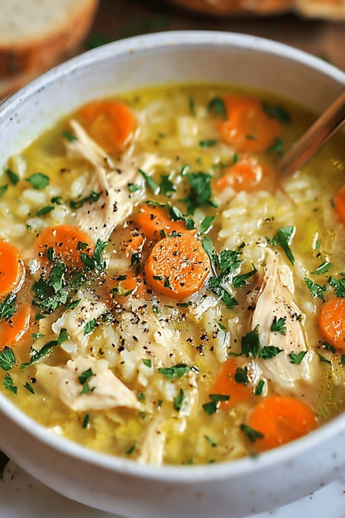 Healing Chicken Soup in a bowl, nourishing and comforting