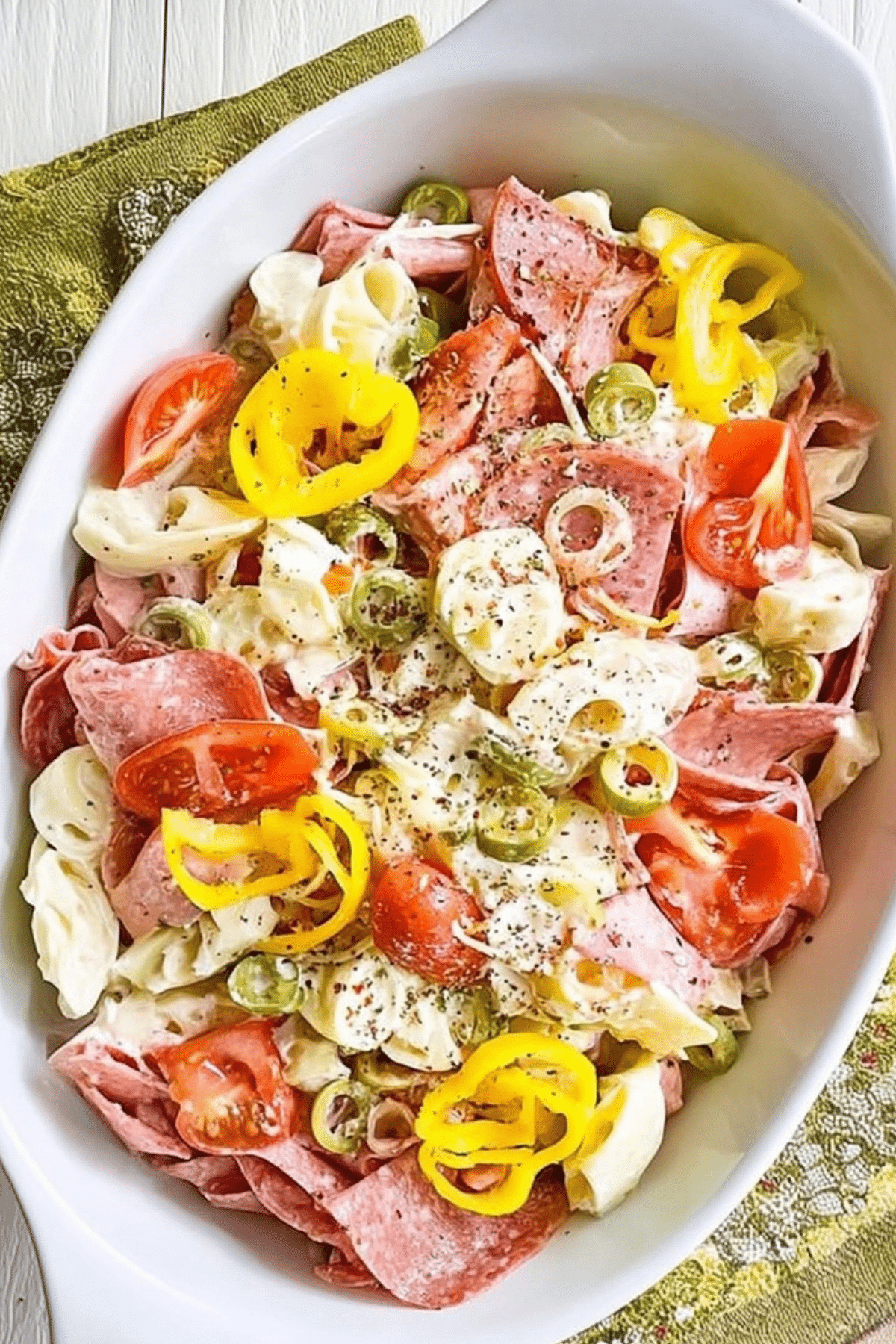 Italian Sub Salad with meats, cheese, and red wine vinaigrette