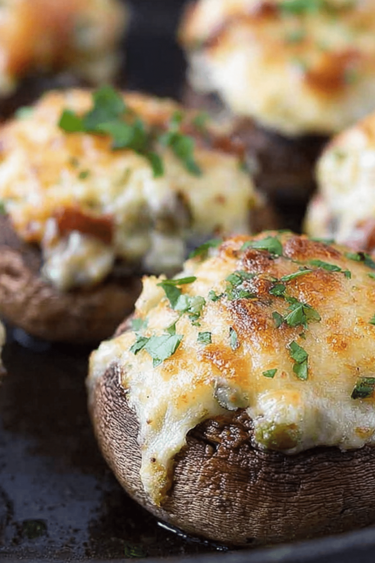 Delicious Jalapeno Popper Stuffed Mushrooms fresh out of the oven