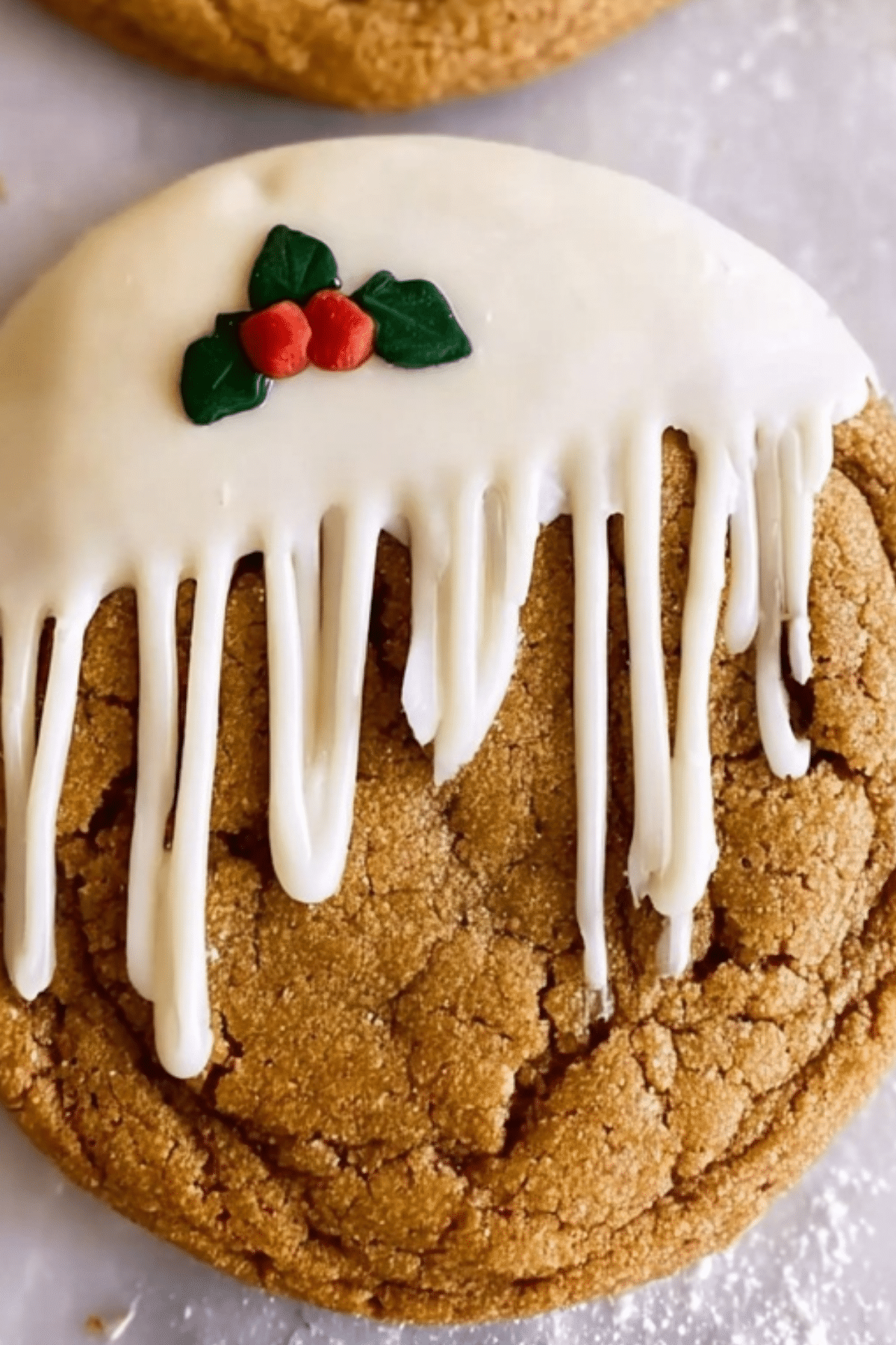 Chewy maple cinnamon cookies with white chocolate drizzled on top