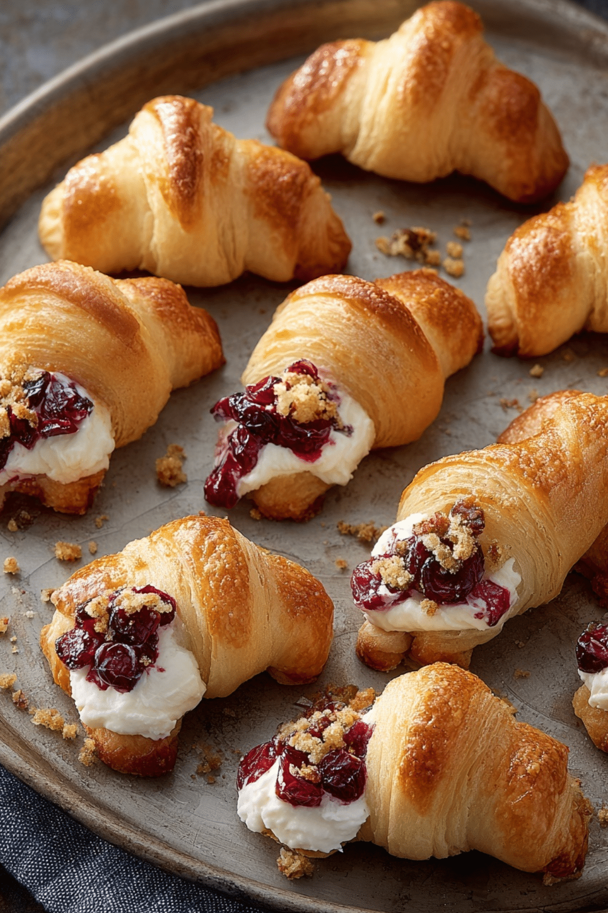 Cranberry Cream Cheese Crescent Bites on a platter