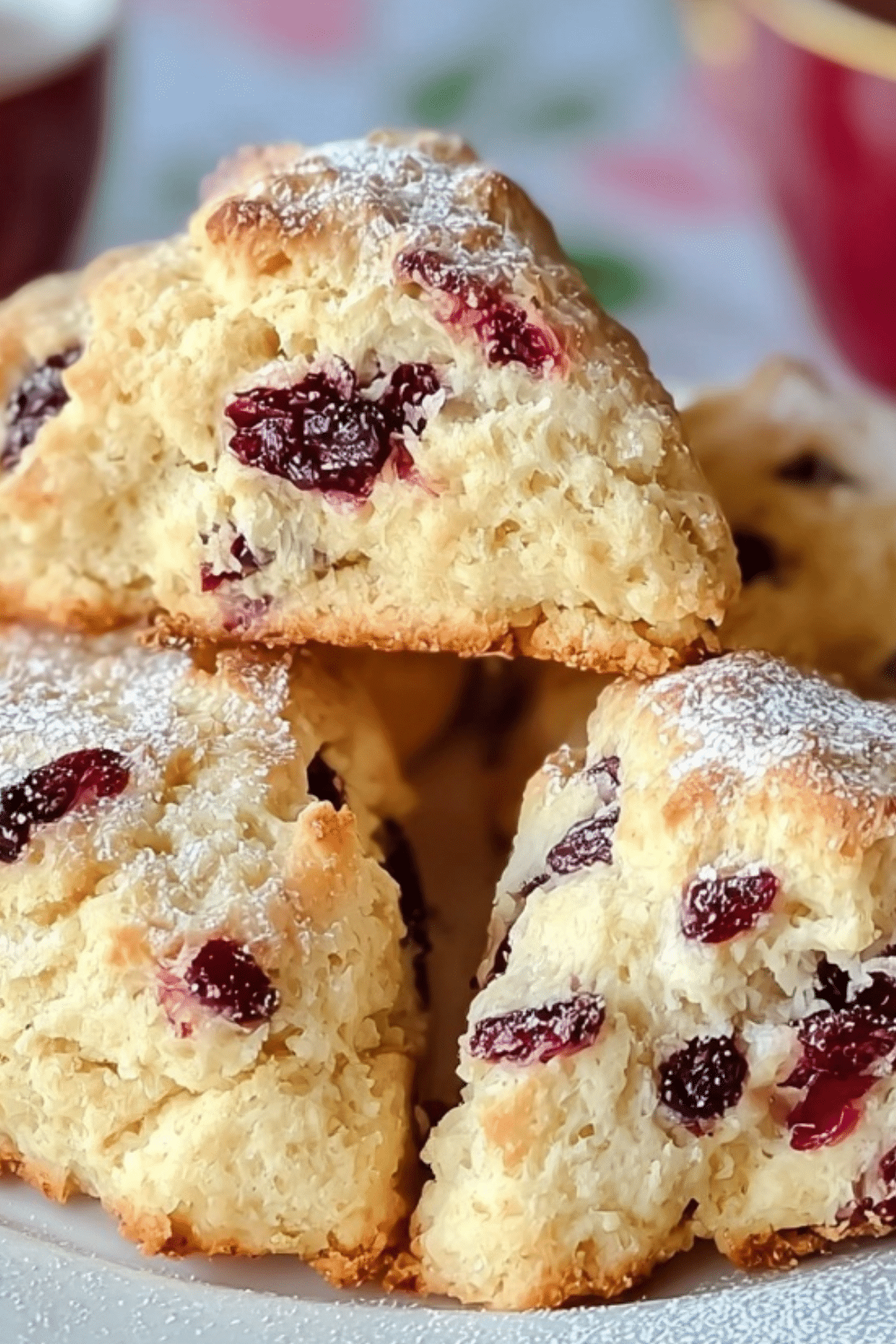 Cranberry Orange Scones fresh from the oven, a delightful treat with tart cranberries and zesty orange.