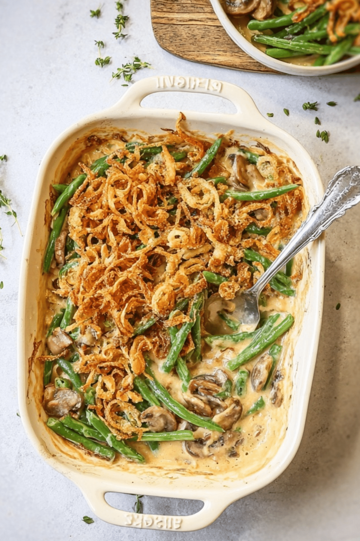Fresh green bean casserole made from scratch