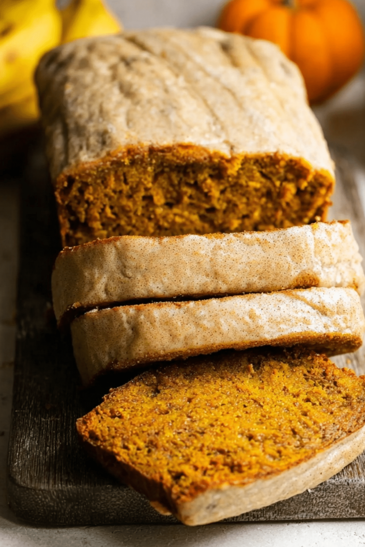 Pumpkin Banana Bread with maple glaze