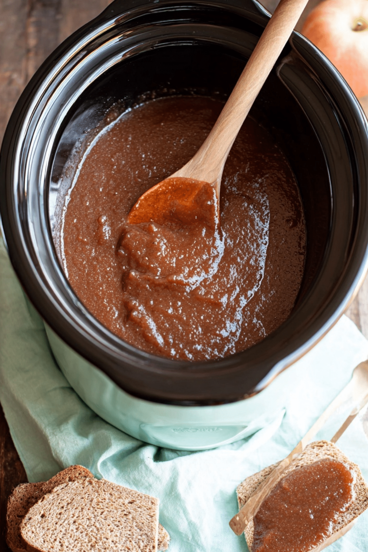 Slow Cooker Apple Butter Recipe in a jar