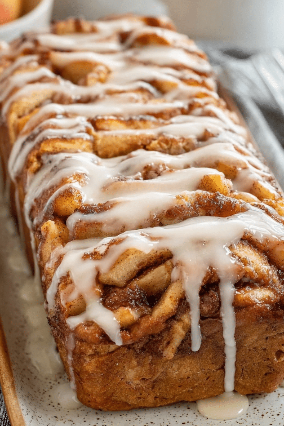 Vegan Apple Fritter Bread with cinnamon and apple filling